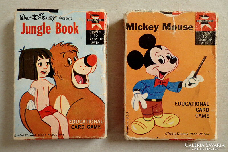 Retro walt disney tutorial mickey mouse mouse + jungle book mowgli american kids card game