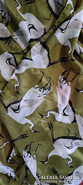 Large crane bird women's scarf, stole (l4643)