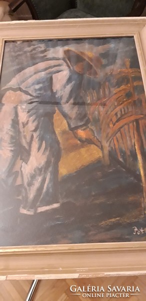 An oil painting of a man receiving a horseshoe sign