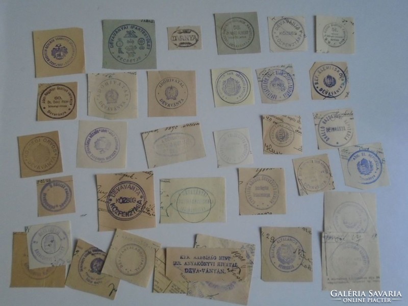 D202383 DÉVAVÁNYA régi bélyegző-lenyomatok  32 db.   kb 1900-1950's