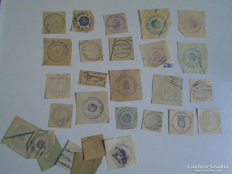 D202366 GYULA  régi bélyegző-lenyomatok 27 db.   kb 1900-1950's