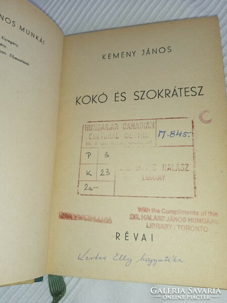 János Kemény Kokó and Socrates (i. Edition) Reva publishing house 1940 - antiquarian book