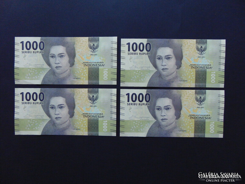 Indonesia 4 pieces 1000 rupiah serial number tracking - unfolded banknotes