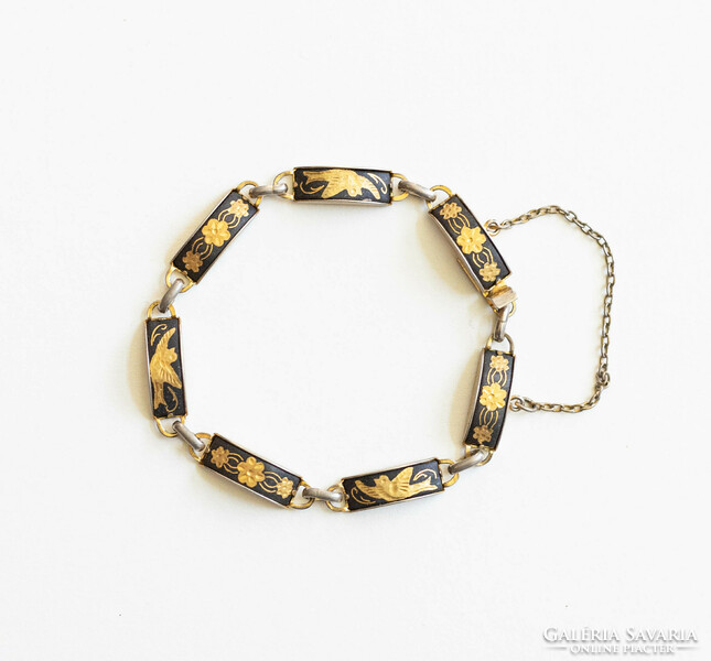 Vintage Toledo bracelet, bracelet with bird pattern - Spanish damask, damascene necklaces