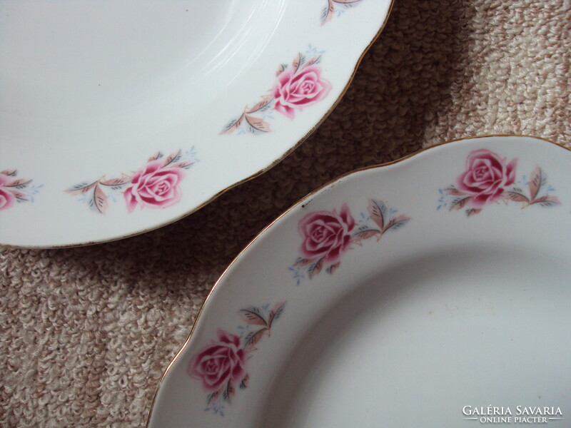 Retro old Chinese porcelain flower pattern soup plate deep plate 3 pcs