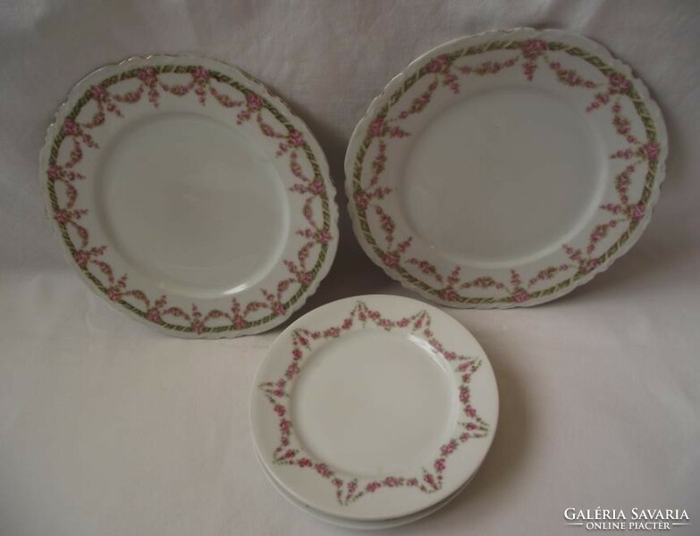 Antique habsburg china mz austria gilded, rose garland pattern plate, 2 decorative plates