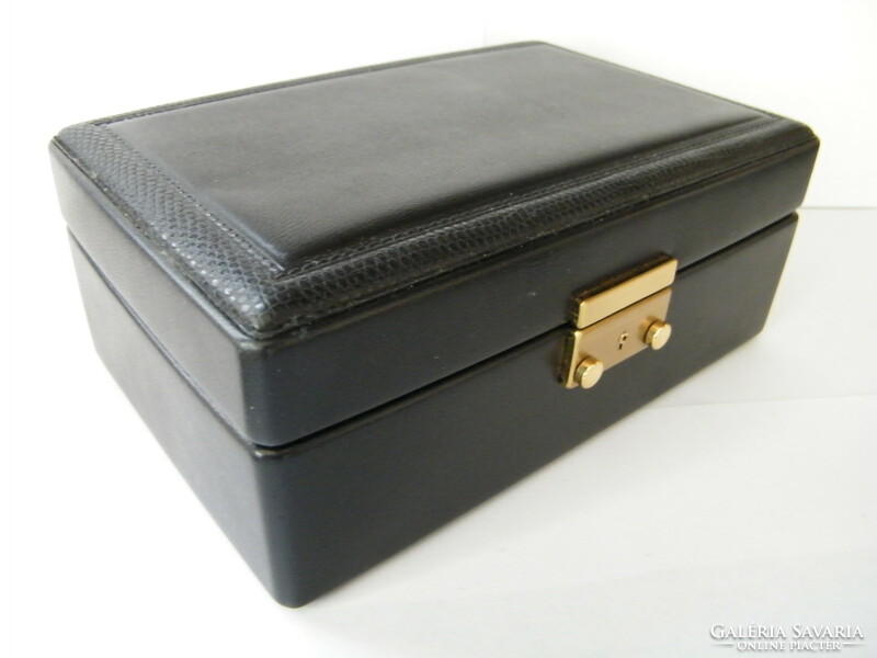Leather-coated jewelry box with key, jewelry box