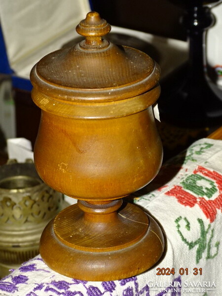 Wooden cup goblet with lid (apothecary container?)