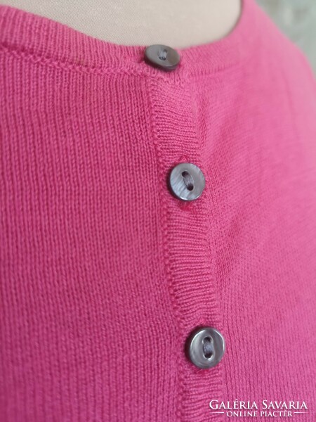 WoolOvers 36-os, S-es silk-pamut pink kardigán, hernyóselyem