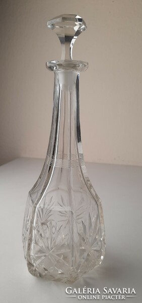 Vintage blown, polished glass liquor bottle with stopper