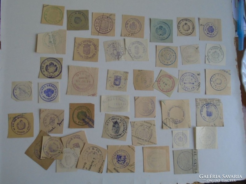 D202364  GYULA  régi bélyegző-lenyomatok 42 db.   kb 1900-1950's