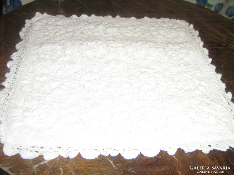 Wonderful handmade crocheted snow-white decorative pillow