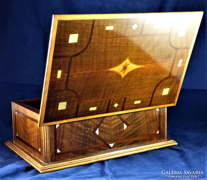 Curio, antique wooden box, with mother-of-pearl inlay, ca. 1920!!!