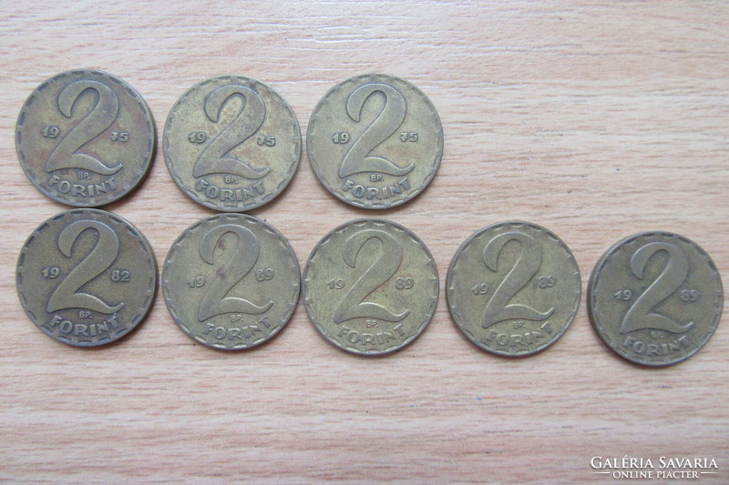 2 forints, 8 pieces: 1975, 1982, 1989
