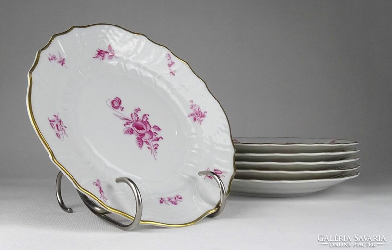1R088 old gilt rose Hutschenreuther porcelain cake plate set 6 pieces