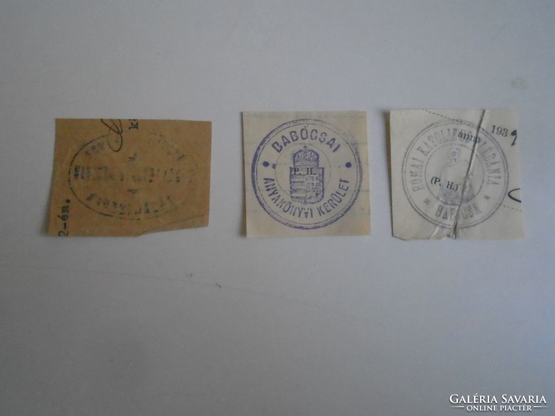 D202411  BABÓCSA  régi bélyegző-lenyomatok  3  db.   kb 1900-1950's