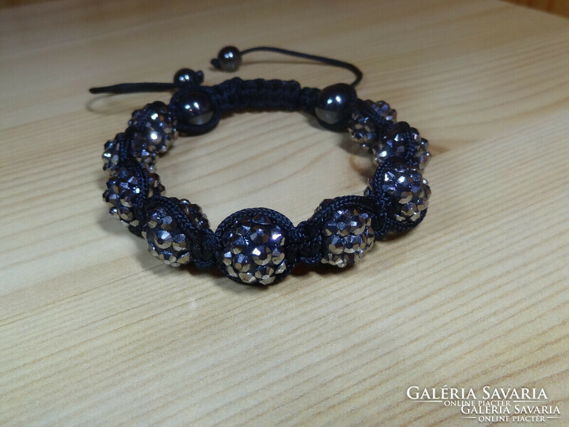 Rarity, shamballa bracelet, black pure polymer and zirconia stone + hematite beads.