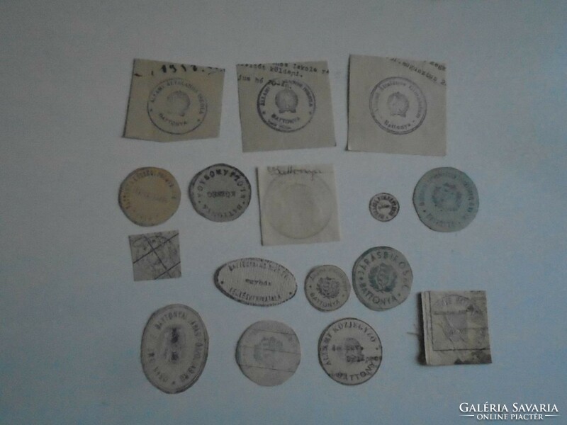 D202432 BATTONYA     régi bélyegző-lenyomatok  16 db.   kb 1900-1950's