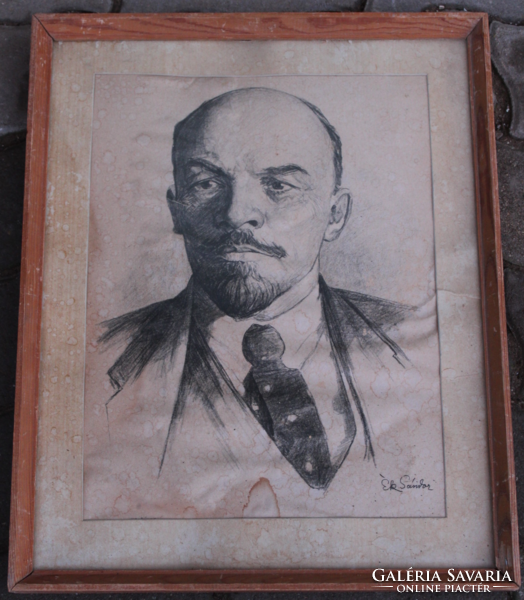 Ék Sándor fekete fehér rézkarc- " Lenin"