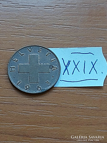 Switzerland 2 rappen 1963 / b mint mark (bern), bronze xxix