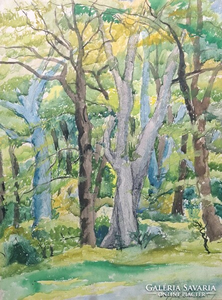 Sándor Apfel: forest landscape (old watercolor) xx. First half of the century