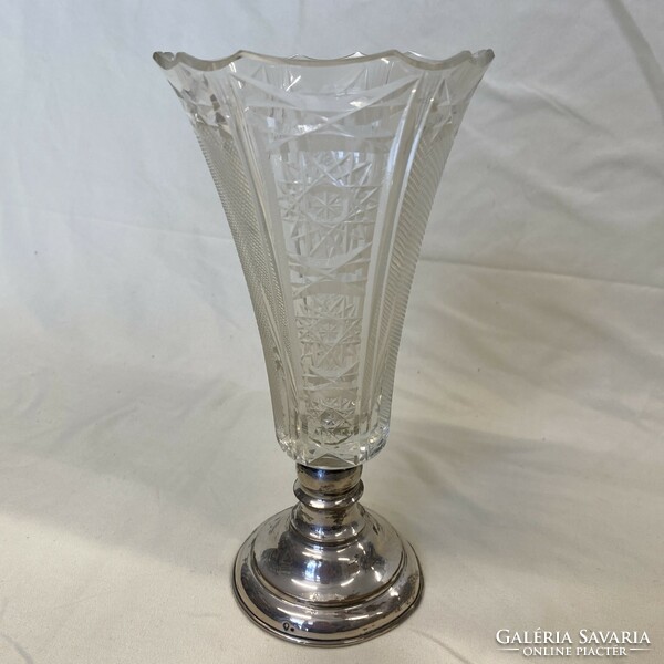 Antique silver footed crystal goblet
