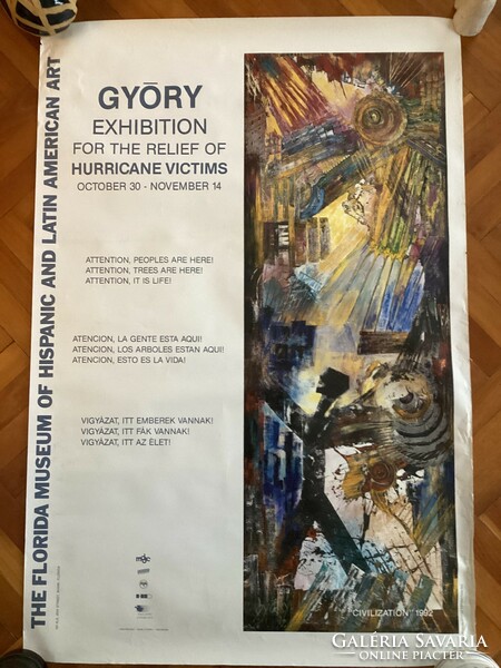 Eszter Györy's exhibition poster in memory of the hurricane victims.