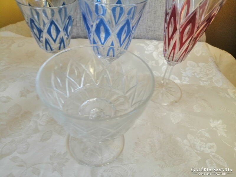 4 different French crystal glasses