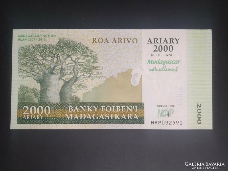 Madagaszkár 2000 Ariary/10000 Francs 2007 UNC emlék bankjegy