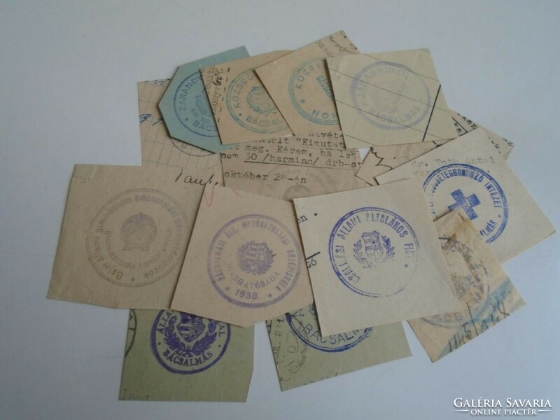 D202425   BÁCSALMÁS   régi bélyegző-lenyomatok  13+ db.   kb 1900-1950's