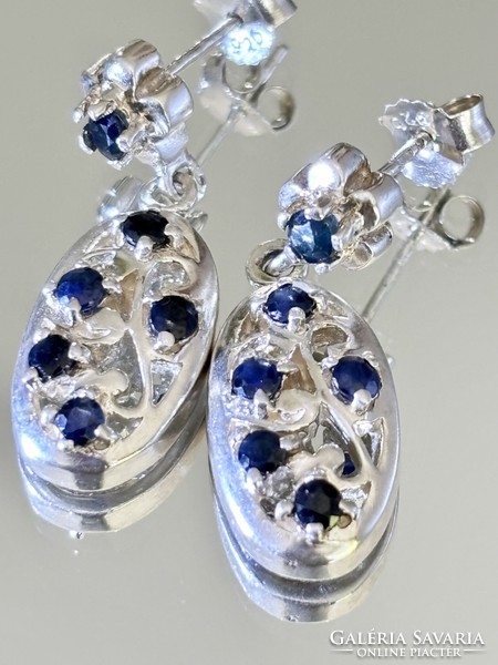 A pair of dreamy silver earrings with genuine natural sapphire stones