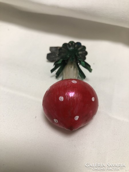 Antique, old Christmas tree decoration, special glass mushroom with tweezers