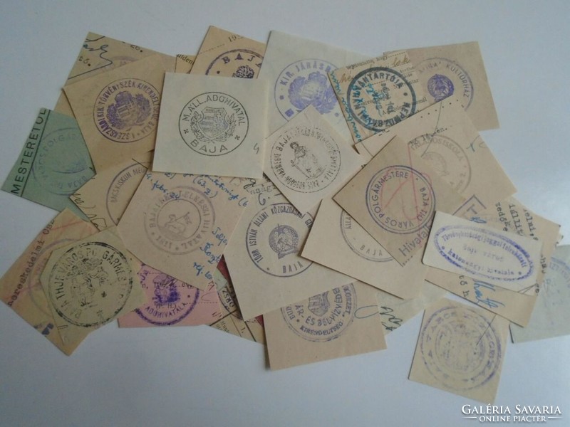 D202427 BAJA   régi bélyegző-lenyomatok  35+ db.   kb 1900-1950's