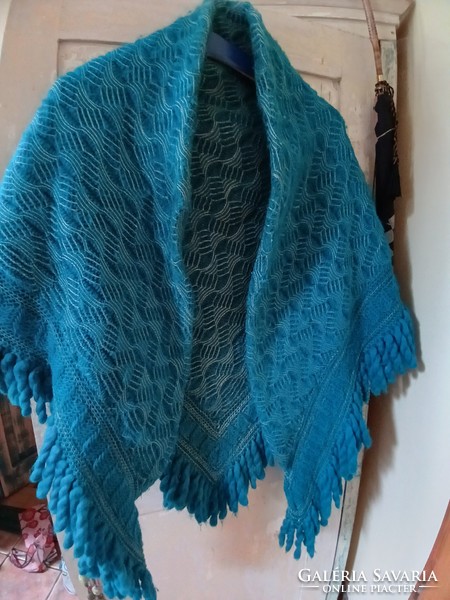 Folk costume shoulder scarf in turquoise color