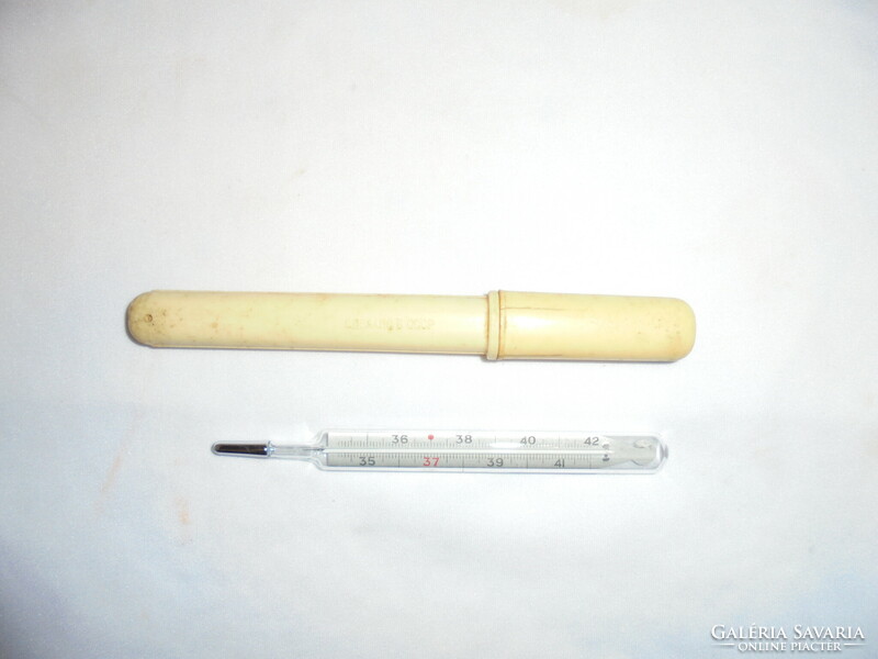 Old Russian mercury thermometer in plastic case