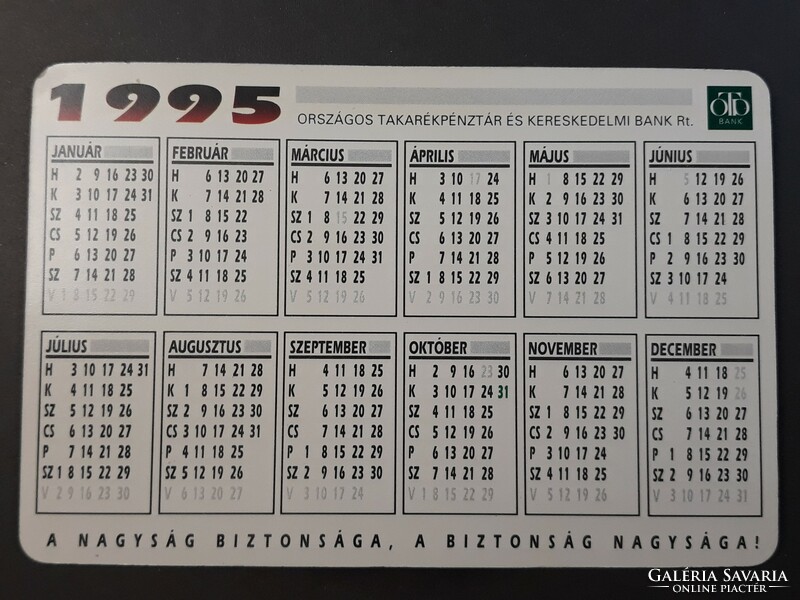 Card calendar 1995 - otp bank, otp HUF card inscription retro, old pocket calendar