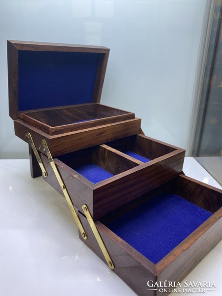 Wooden copper multi-compartment jewelry holder