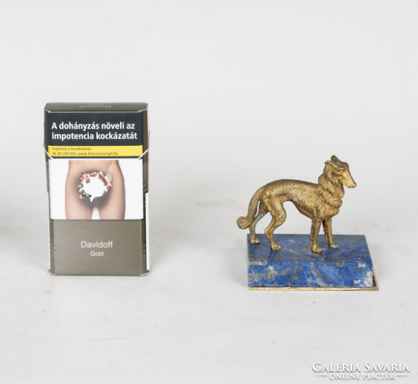 Gilded silver Russian Greyhound figurine with lapis lazuli base