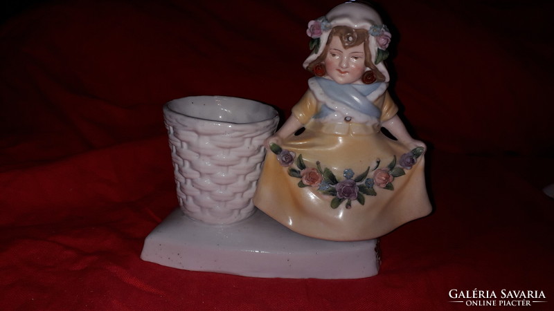Antique beautiful porcelain children's toy throughout porcelain moving doll with basket base as shown in the pictures