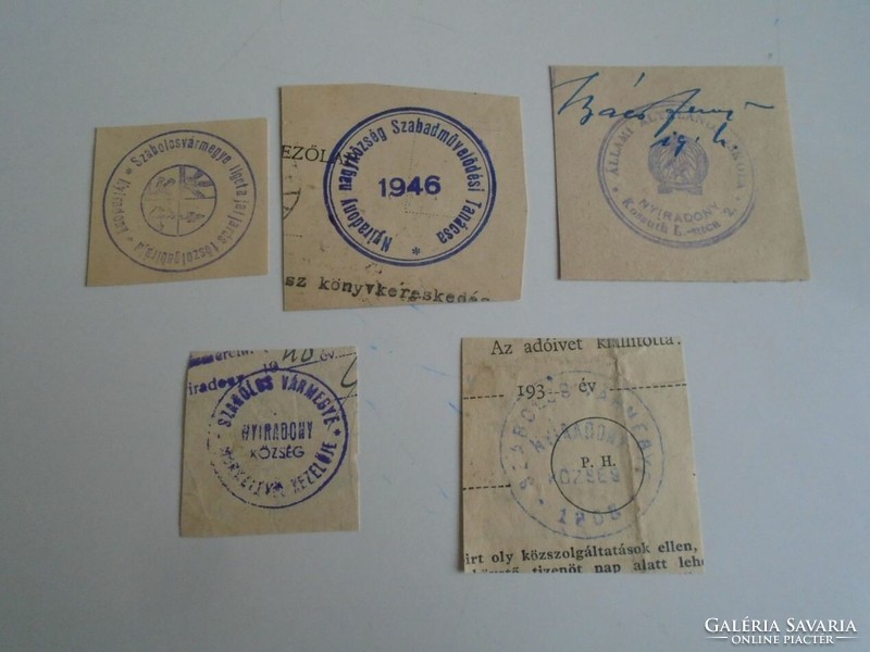 D202493  NYÍRADONY   régi bélyegző-lenyomatok 5 db.   kb 1900-1950's
