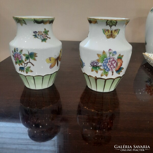 2 db Herendi Viktória mintás porcelán barokk váza, váza pár