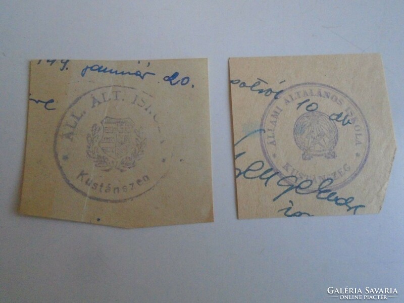 D202463  KUSTÁNSZEG  régi bélyegző-lenyomatok  2 db.   kb 1900-1950's