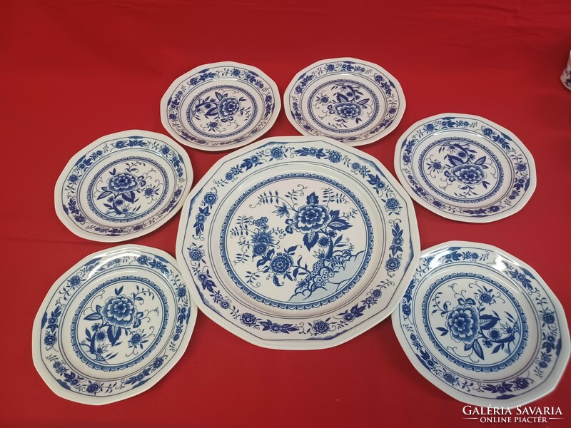 Kahla, blue Meissen onion pattern cake set