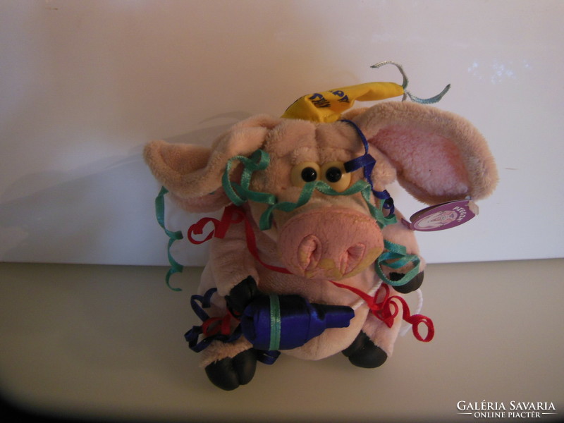 Pig - new - New Year's Eve - 14 x 14 cm - plush - from collection - German - flawless