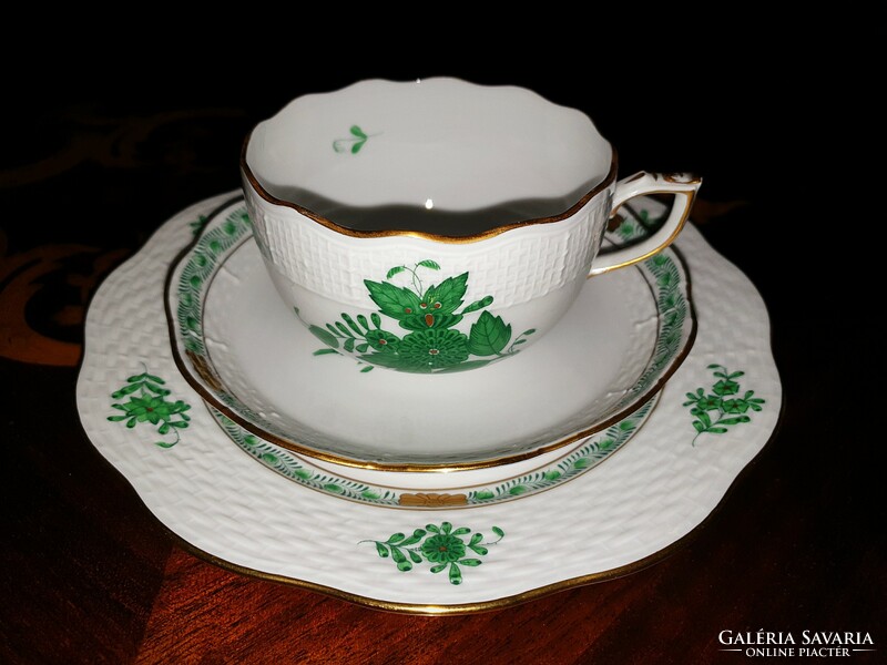Herend green appony pattern tea breakfast set