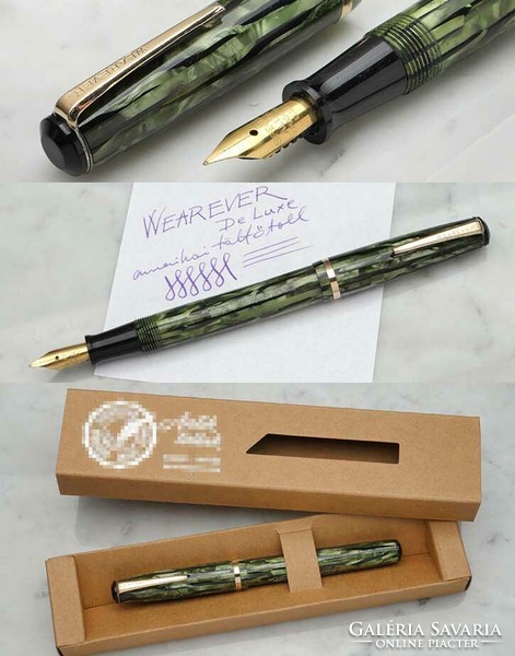 1942 American wearever de luxe green fountain pen with gold-plated nib / 1 year warranty