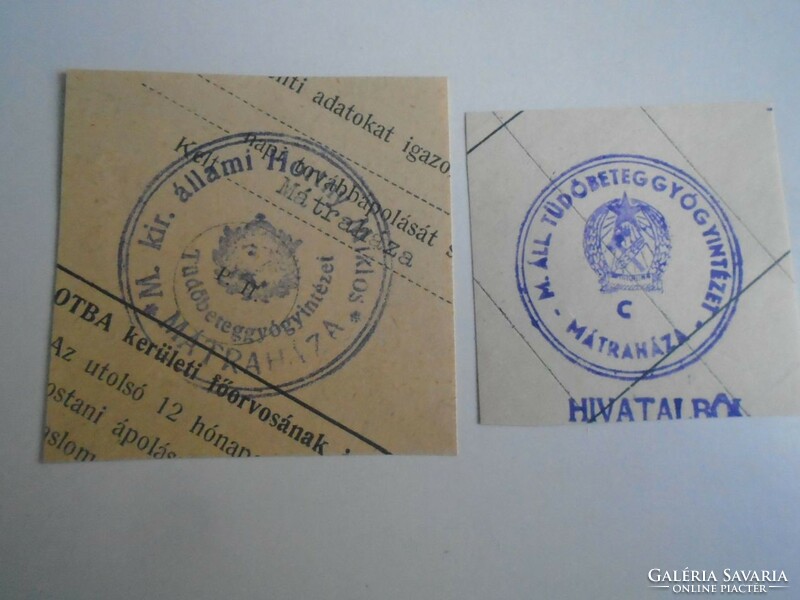D202482 MÁTRAHÁZA  régi bélyegző-lenyomatok  2 db.   kb 1900-1950's