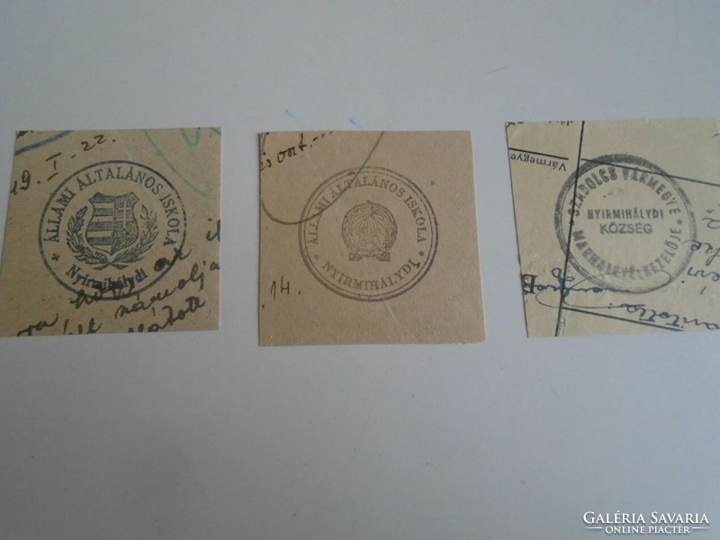 D202497  NYÍRMIHÁLYDI  régi bélyegző-lenyomatok   3 db.   kb 1900-1950's