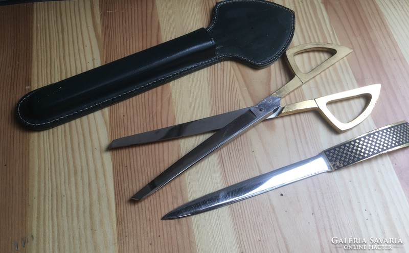 Old art deco leaf opener set (leaf opener and scissors)
