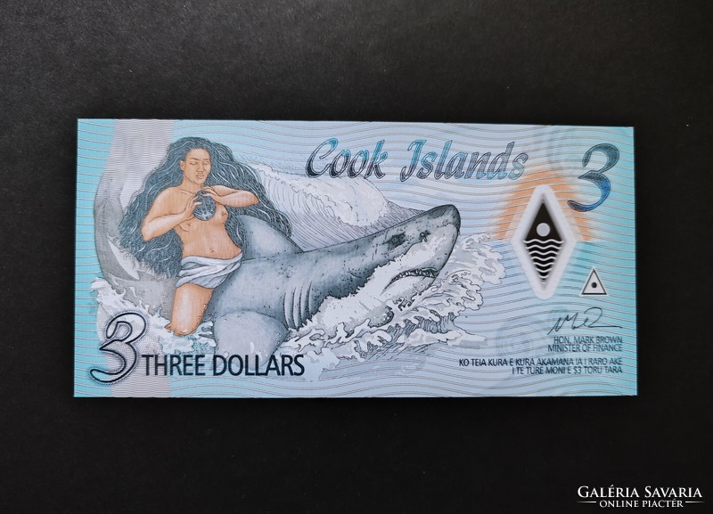 Cook Islands $3 2021, unc polymer, commemorative banknote. Series 